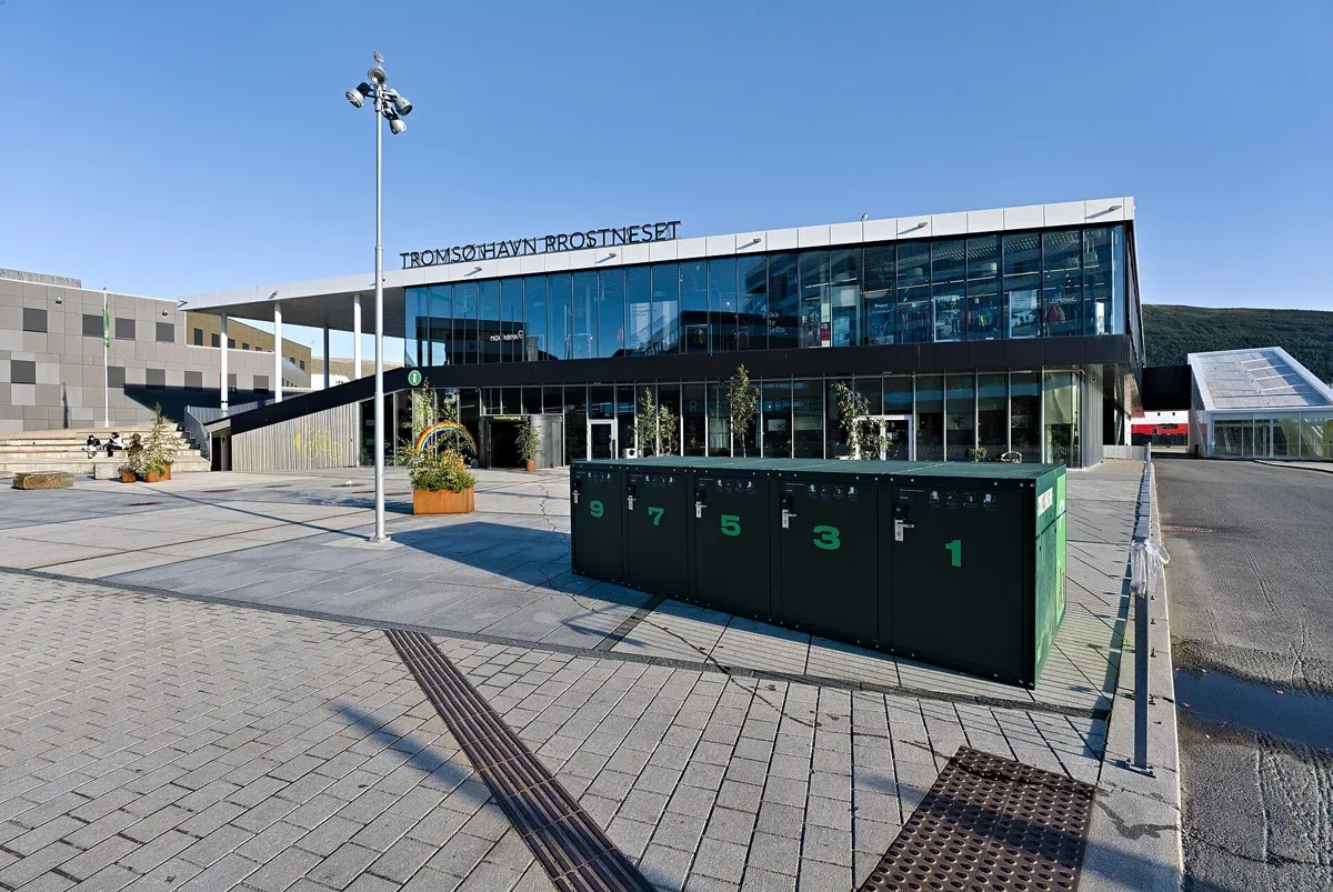 The Prostneset terminal, where most buses for reindeer sledding in Tromsø leave